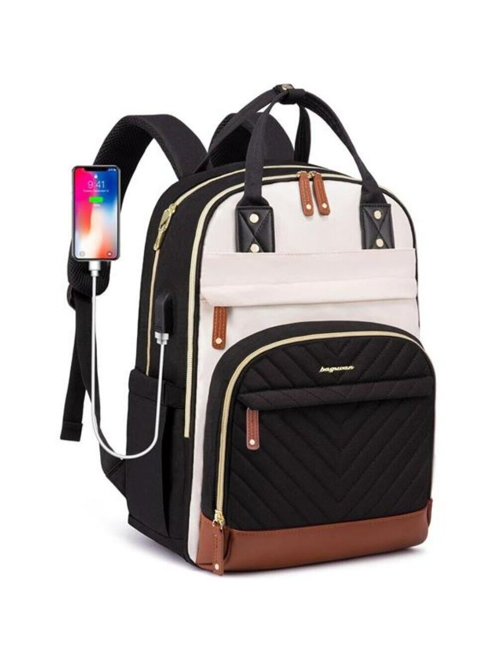 Womens laptop backpack 15 inch waterproof USB travel work bag anti theft